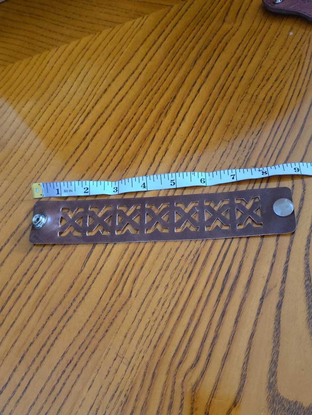 Brown Leather Cutout Snap Bracelet - Men Accessories